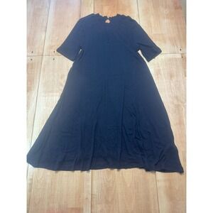 Old Navy Women's Black Ribbed Knit Midi Dress Size Small Keyhole Neck